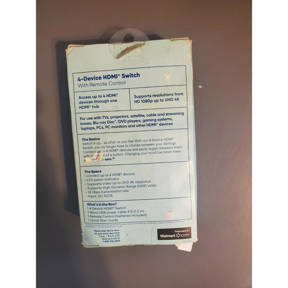 Watch Onn. 4-Device HDMI Switch With Remote Control. NIB - Picture 3 of 3